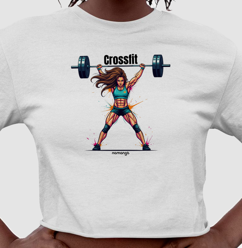 Cropped CrossFit Feminina Ilustrada com Barra – Na Manga