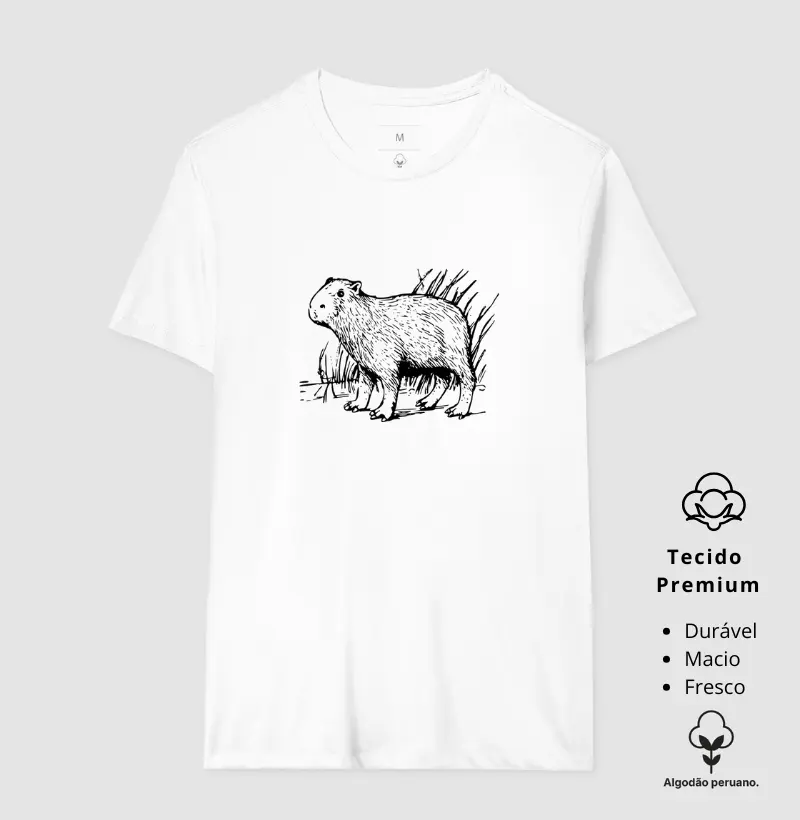 Camiseta Animalis 100% Algodão Capivara 
