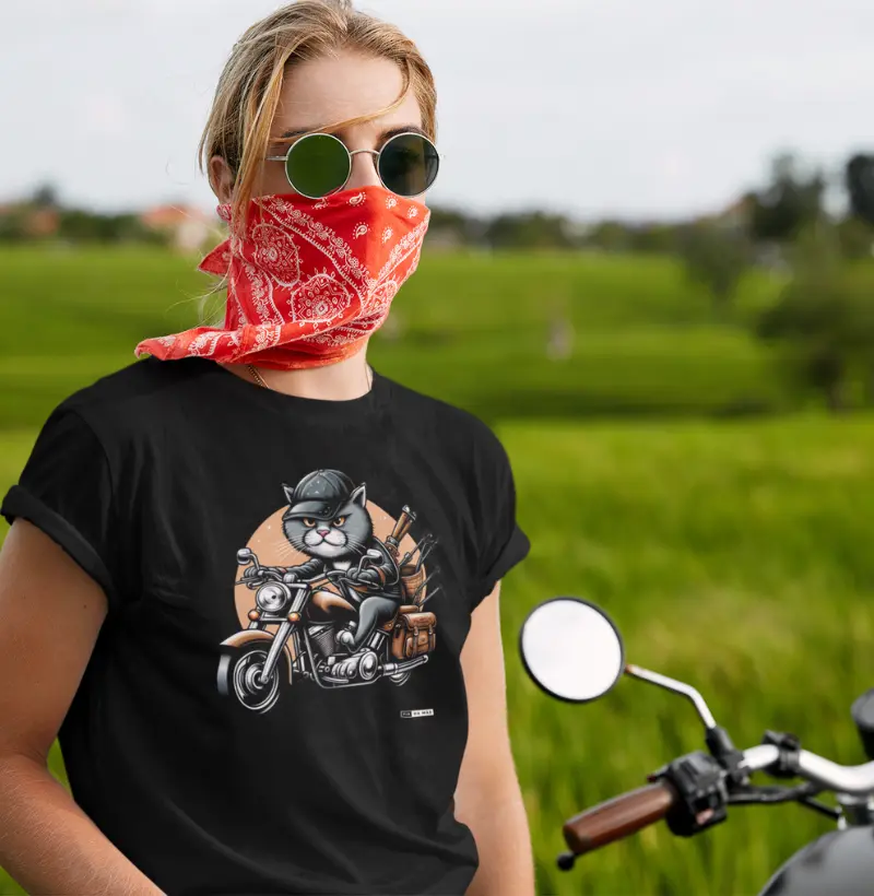 051 - Camiseta 100% algodão BikerCat2