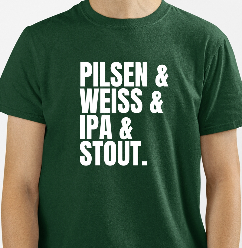 Camiseta tipos cerveja