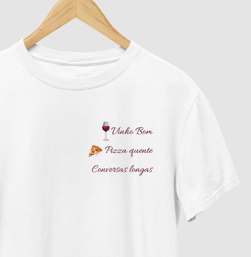 Camiseta Vinho e Pizza