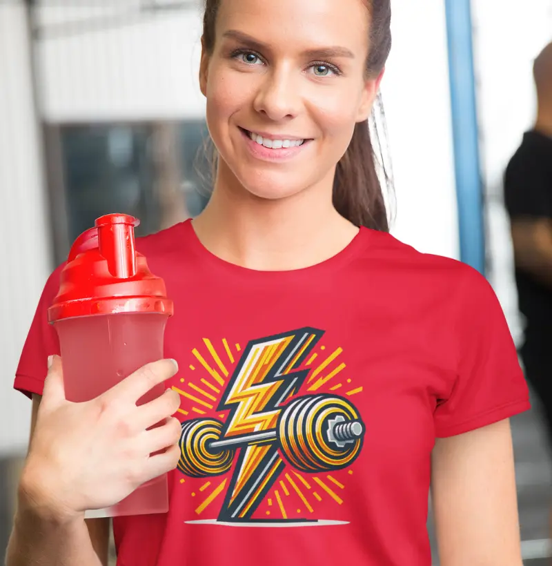 Força relâmpago | Poder de Fitness Eletrizante | Camiseta com design de energia ousada