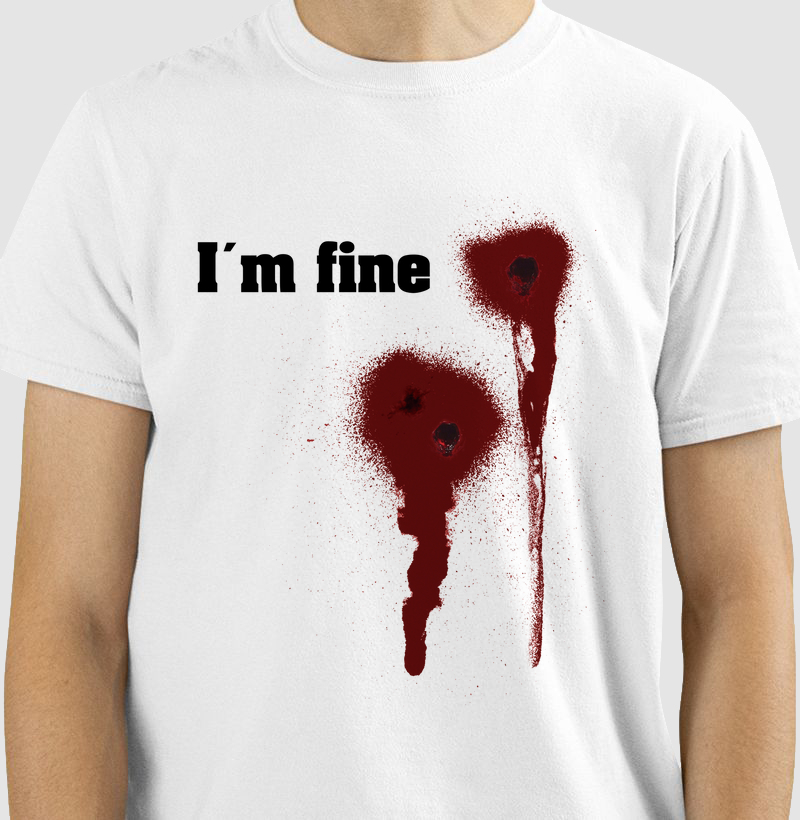 Camiseta Estou Bem Blusa Sátiras Divertidas Halloween