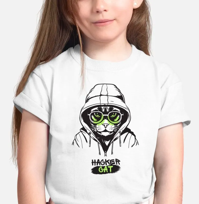 Camiseta Infantil - Hacker Cat