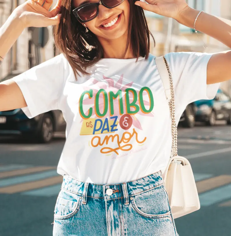 Camiseta Algodão Peruano Combo Paz e Amor 