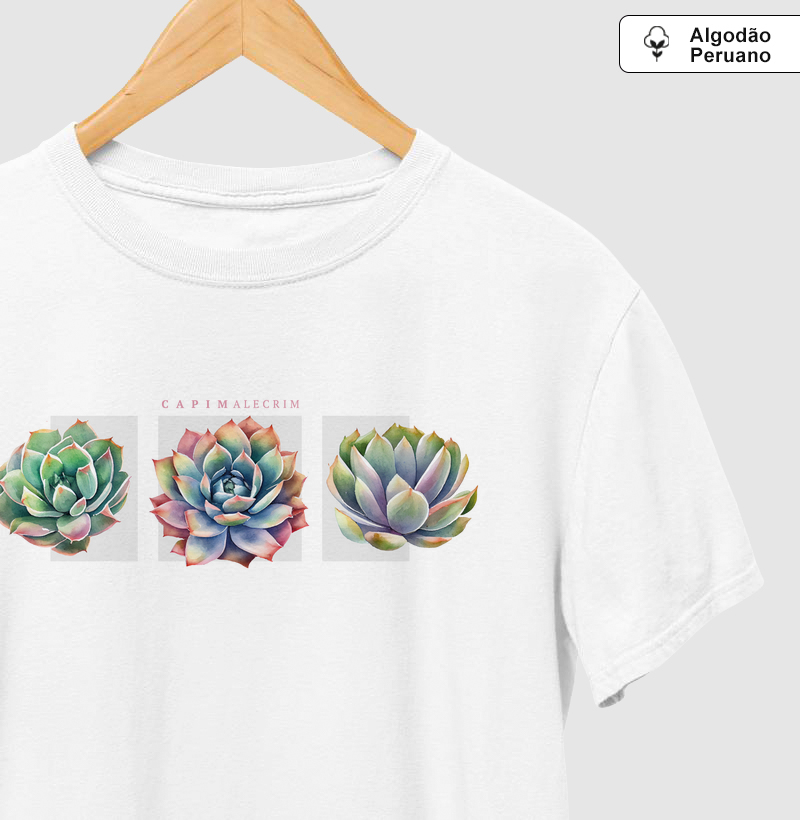 T-shirt Minhas Suculentas - Algodão Peruano