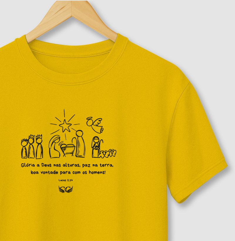 Camiseta de Natal Glória a Deus nas alturas