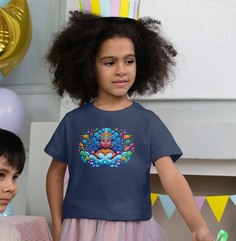 Camiseta Infantil 100% Algodão - Yemanjá bolso