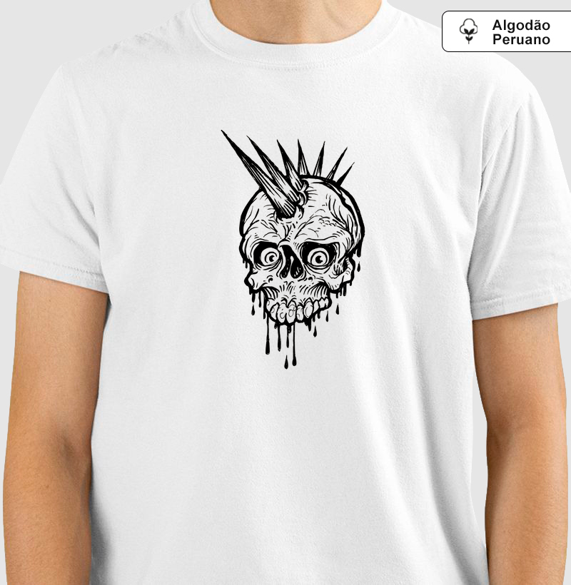 Camisa Algodão Peruano Caveira Punk (V. Black)
