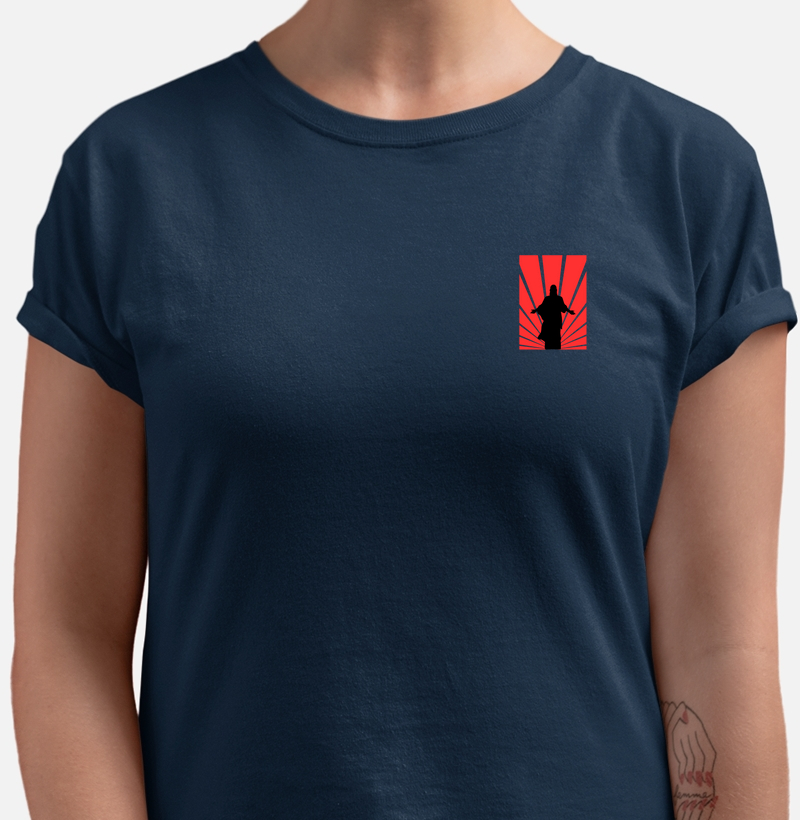 Camiseta Bls Jesus Silueta Azul Marinho Feminina