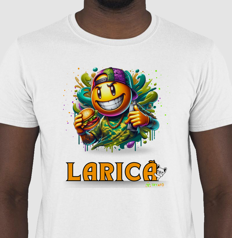 Camiseta Exclusiva Try Afú: Estampa Arte de Rua Bateu a Fome "LARICÃO"
