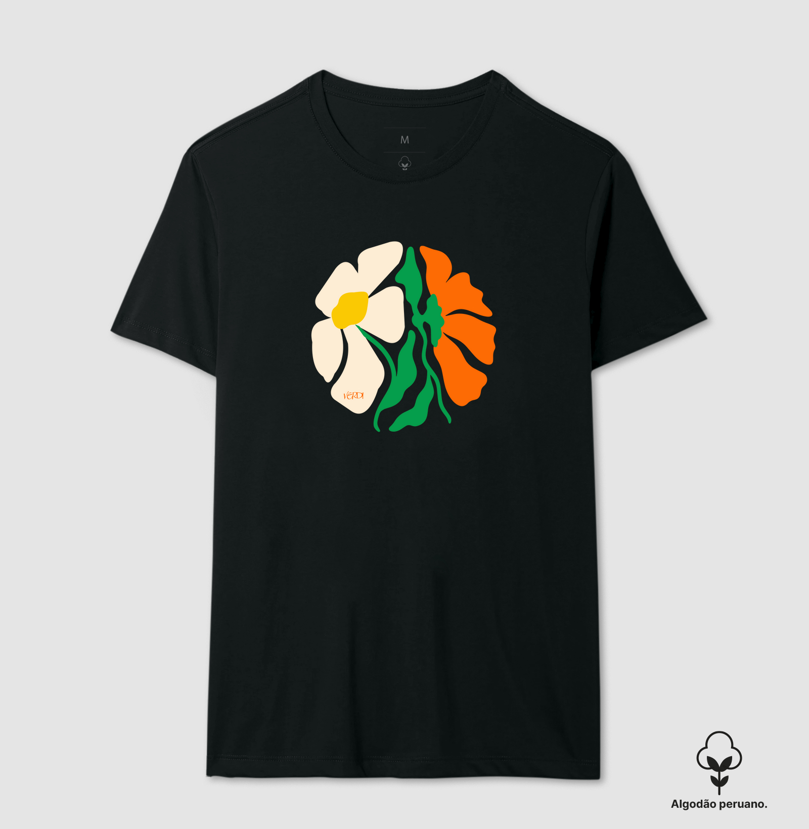 Círculo com flores branca e laranja