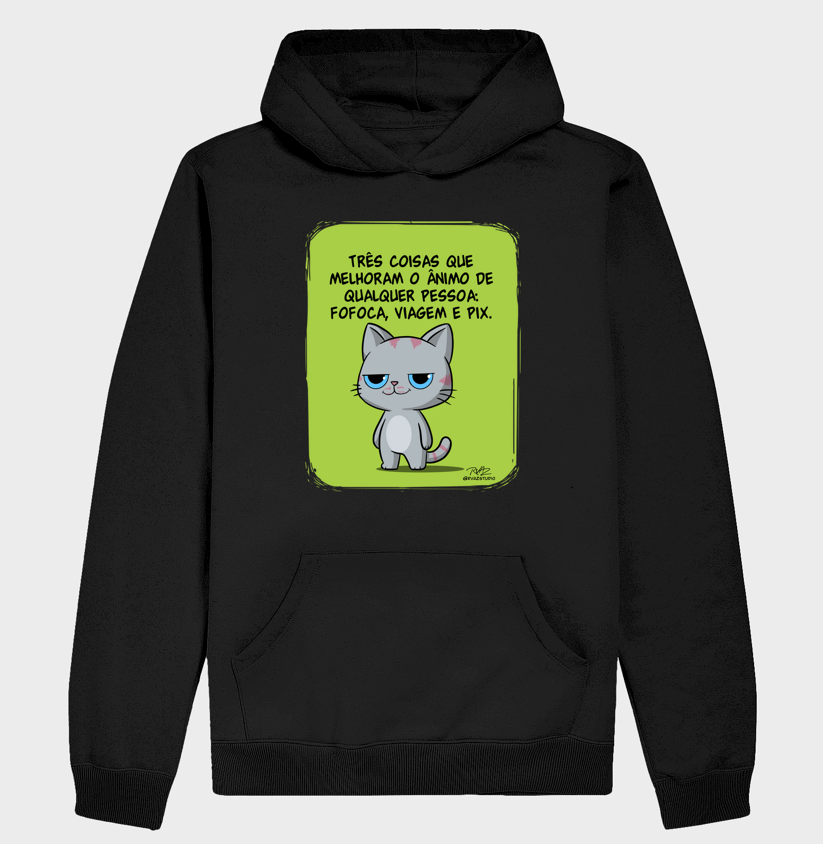Camiseta Gato Sincero Fofoca Viagem e Pix