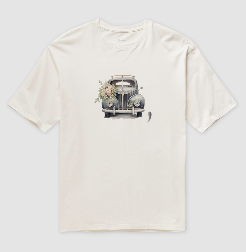 Camiseta Oversized Old car - Black