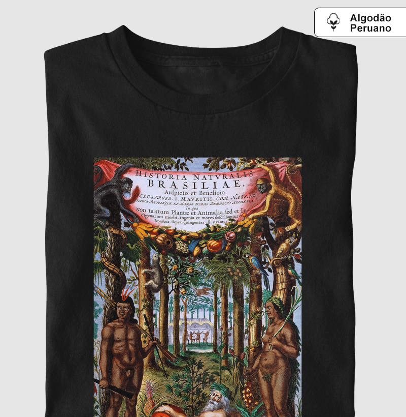 Camiseta Algodão Peruano Historia Naturalis Brasiliae: O Brasil de 1648