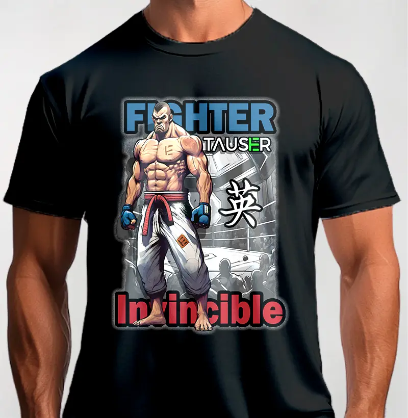 Camiseta malha 100% algodão, estampa jiu jitsu Invincible