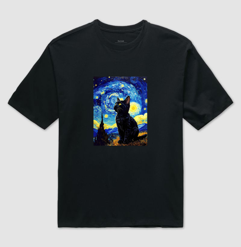Gatinho e a Noite Estrelada Van Gogh