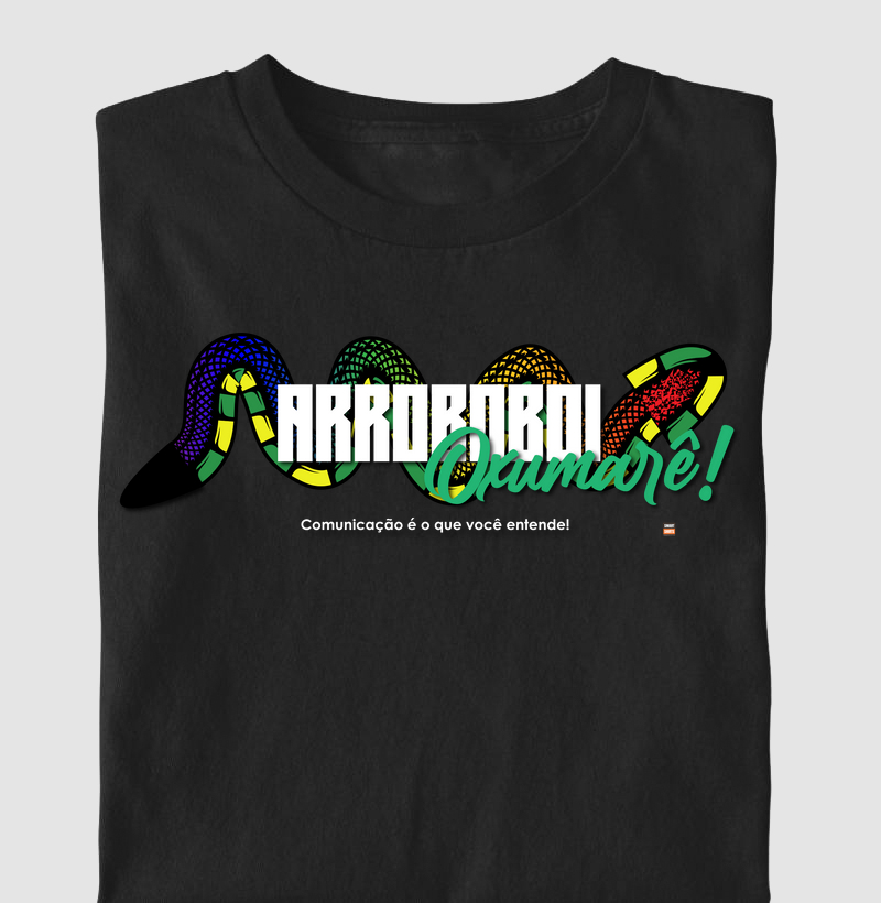 Camiseta "Arroboboi, Oxumarê" Preta - Oxumarê