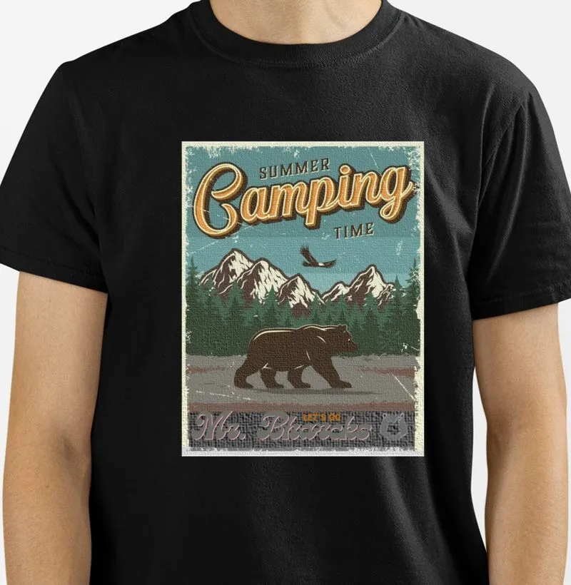 camiseta urso nas montanhas