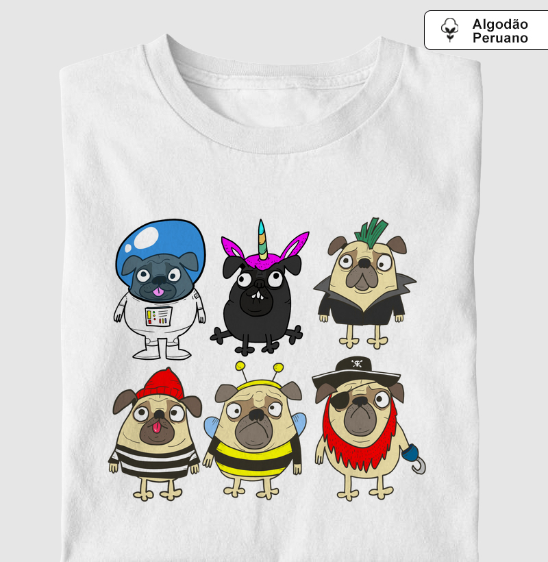 Camiseta Algodão Peruano Funny Pug