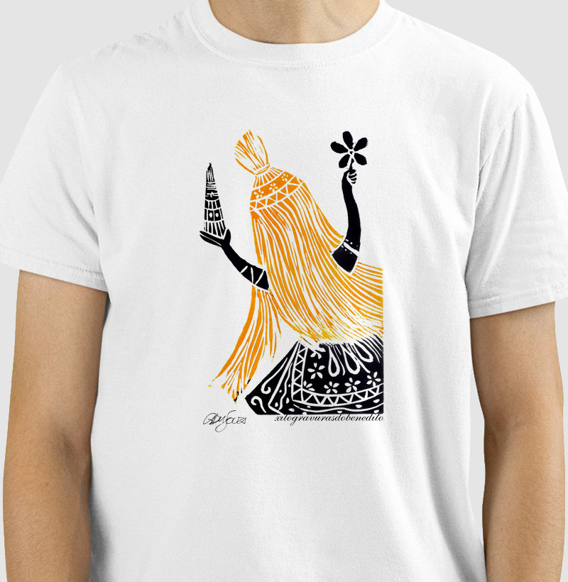 Camiseta Orixá Omolu Obaluaiê Senhor da Terra e da Cura | Xilogravura do Benedito
