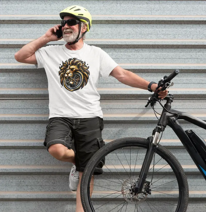 Resistência do Leão | Projeto de ciclismo de potência | Camiseta de bicicleta feroz