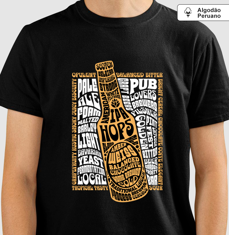 Hops IPA: Camiseta em Algodão Peruano - A Paixão pela Cerveja em Cada Detalhe
