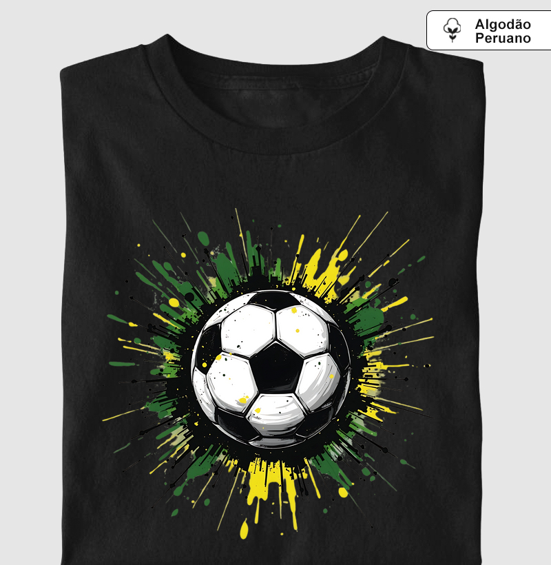 Estampa de Futebol | Design com Bola de Futebol em Efeito de Explosão Gráfica | Camiseta para Amantes do Esporte
