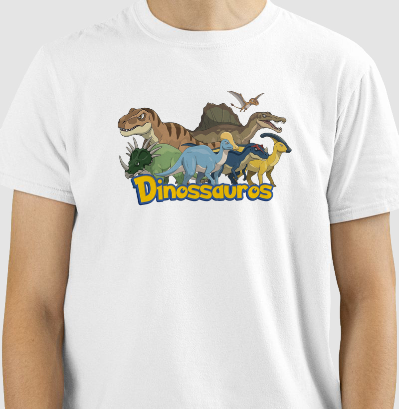 Camisa Algodão Estampada Dinossauro Pokemon Equipe T-rex Premium
