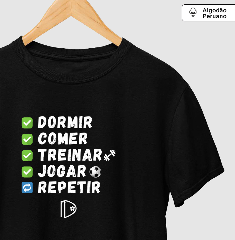 dormir, comer, treinar, jogar, repetir
