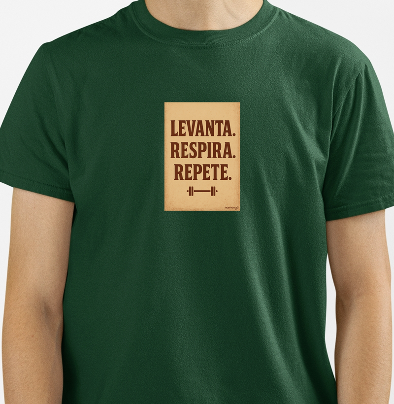 Camiseta CrossFit Levanta Respira Repete – Na Manga