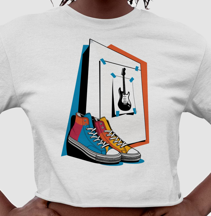 Cropped Tênis & Guitarra — Poster Rock | Posto80