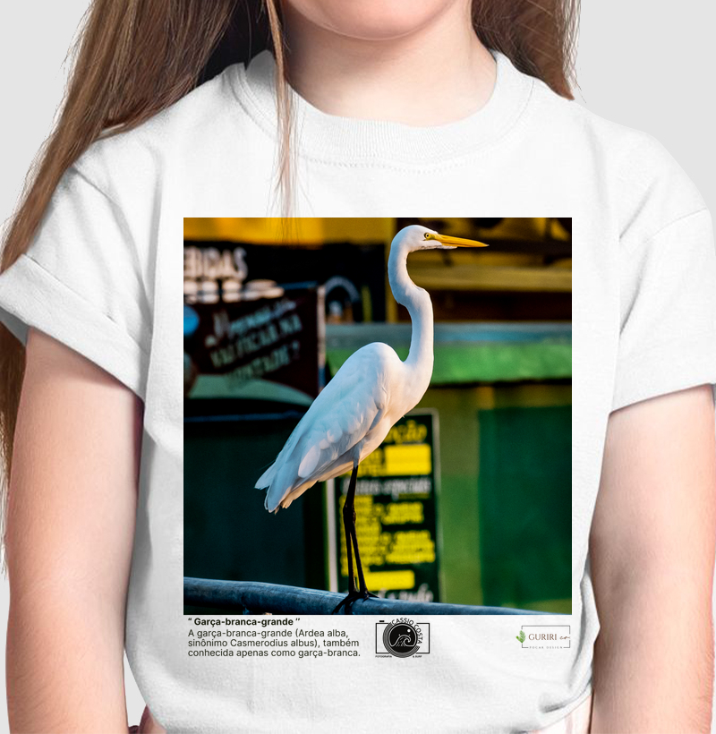 Camiseta Infantil - COLAB - Garça Branca - by Cássio Fotografia