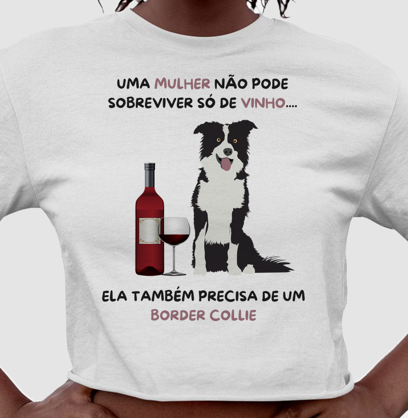 Mulher, vinho e border collie