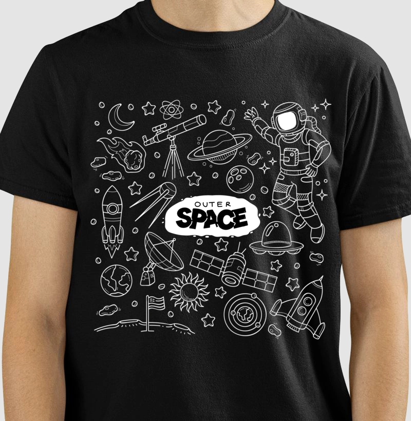 Outer space dodles white