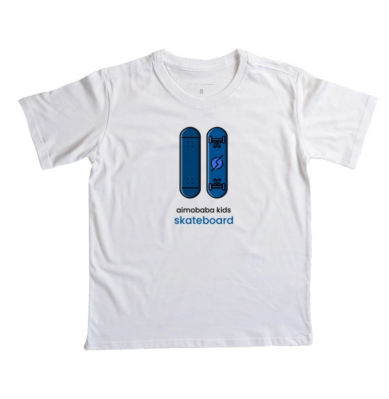 Camiseta Aimobaba Skate VR infantil branca
