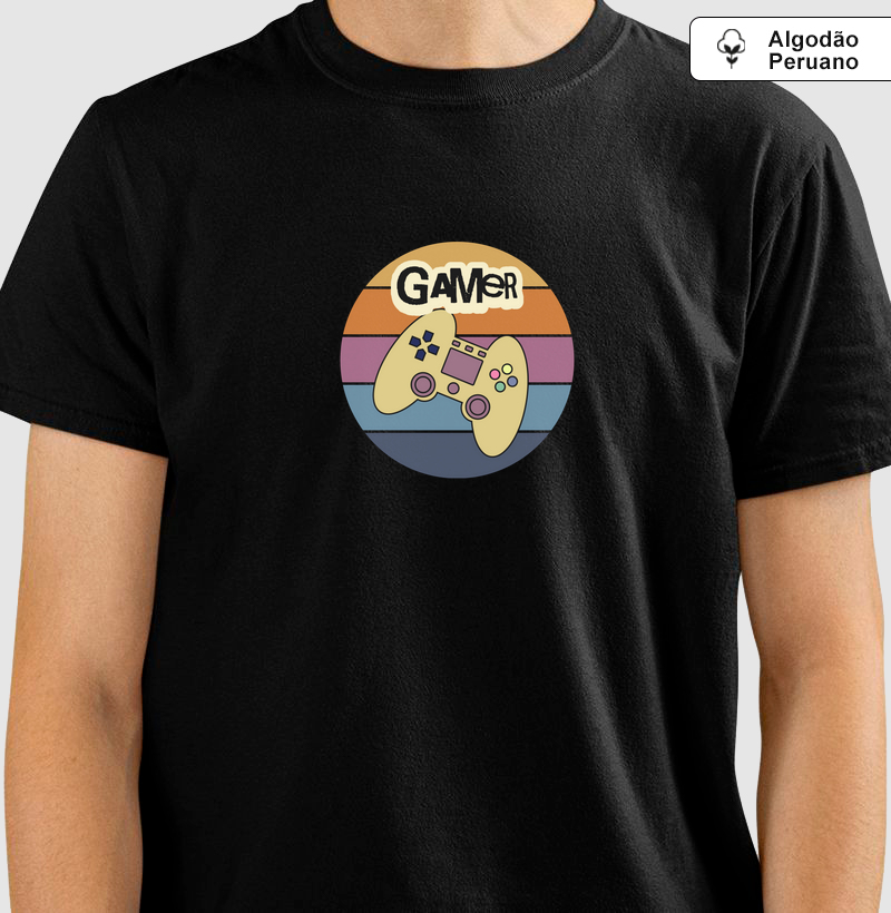 Camiseta “Gamer Retro" em Algodão Peruano