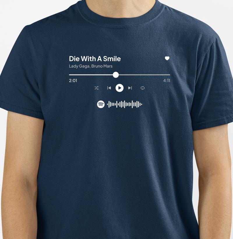 Camiseta Spotify música “Die With A Smile” – Lady Gaga & Bruno Mars (PP ao 4G)