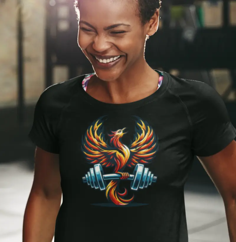 Fênix da Força | Renascimento no Fitness | Camiseta gráfica Músculo Ardente