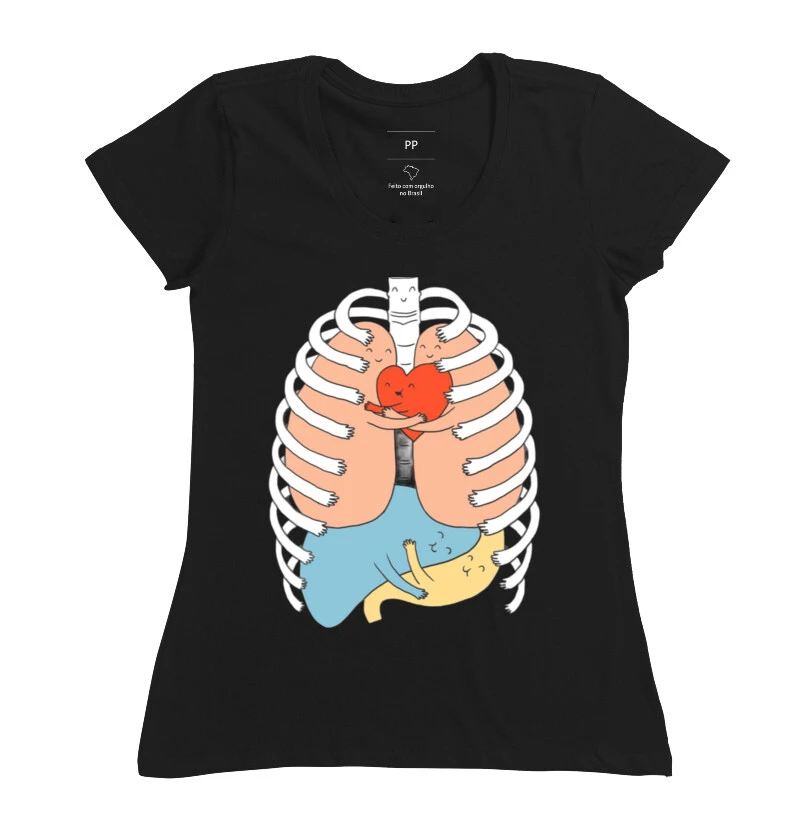 Camiseta feminina amor e órgãos 