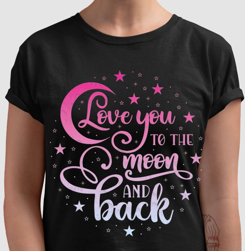 Love you to the moon and back degrade rosa e azul
