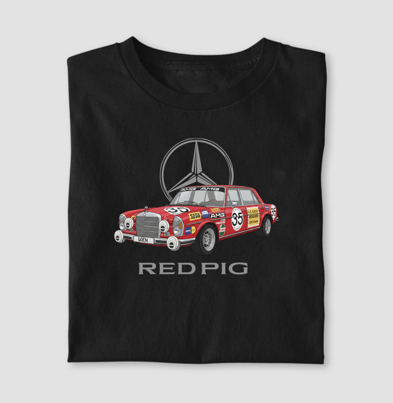 Camiseta Legendária Mercedes 300 SEL "Red Pig" – Ícone AMG Racing