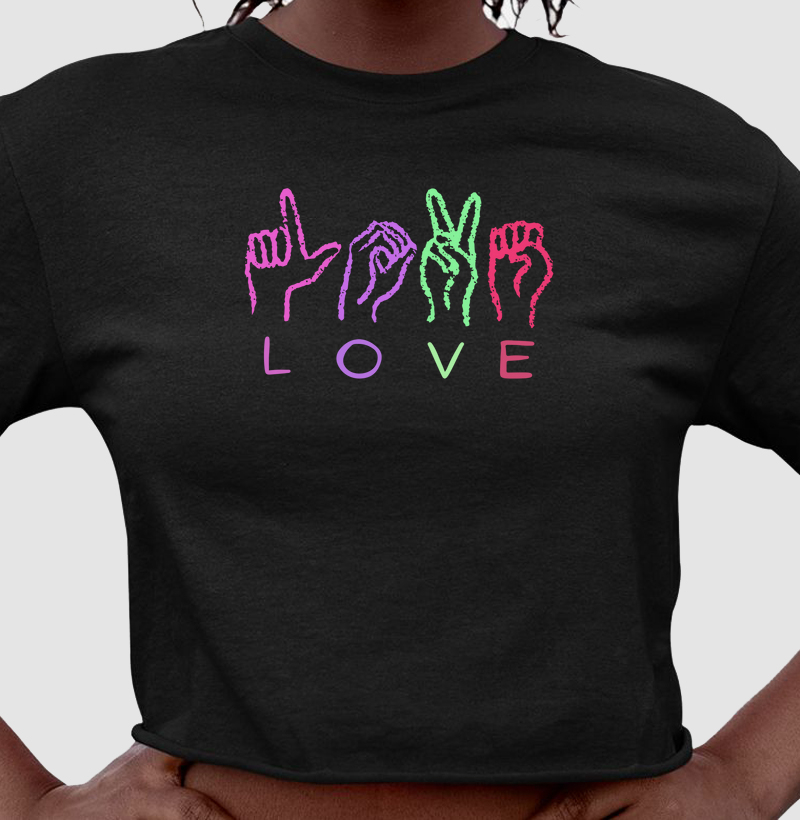 Camiseta Cropped - Love (em Libras)