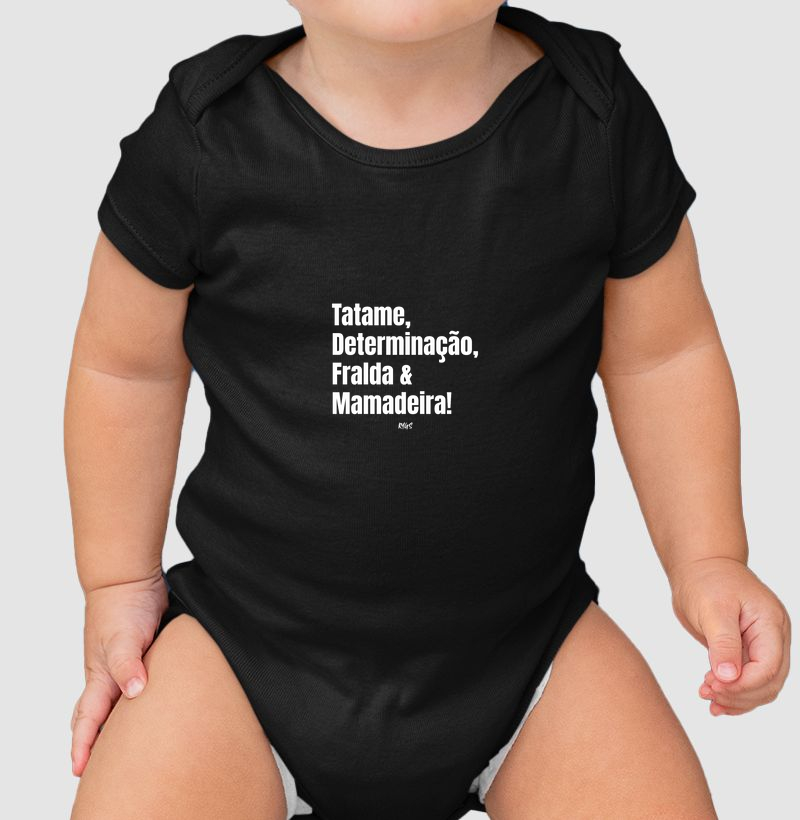 Tatame, determinacao, Fralda e mamadeira.