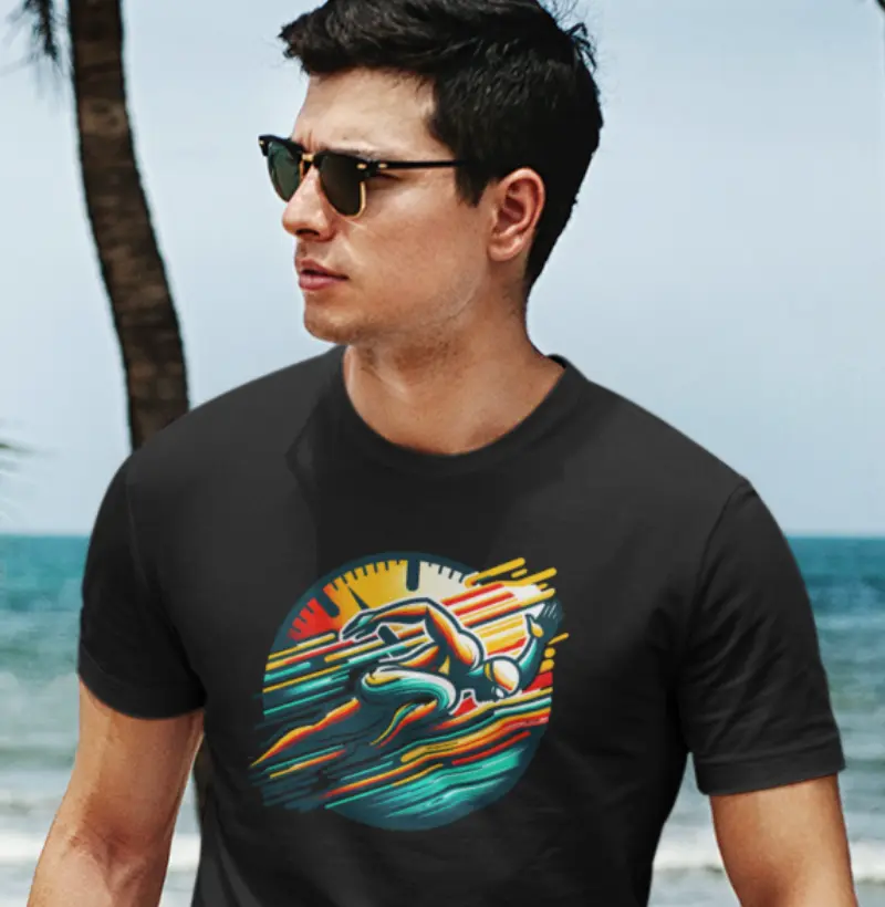 Corrida contra o tempo | Velocidade e Competição | Camiseta de natação vibrante