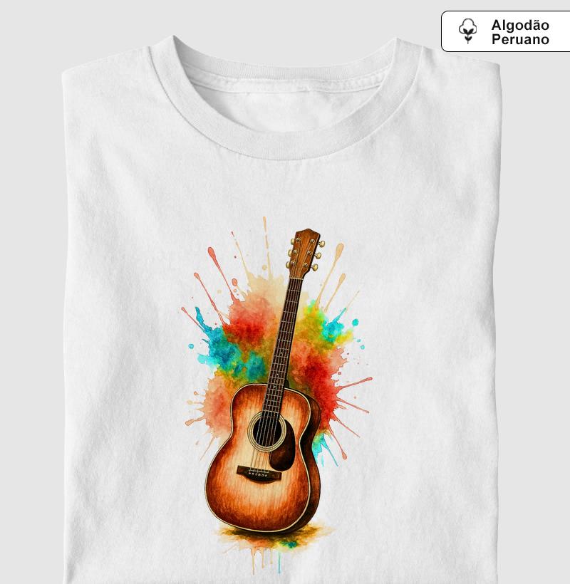 Camiseta Algodão Peruano para Violonista – Estilo Realista e Criativo