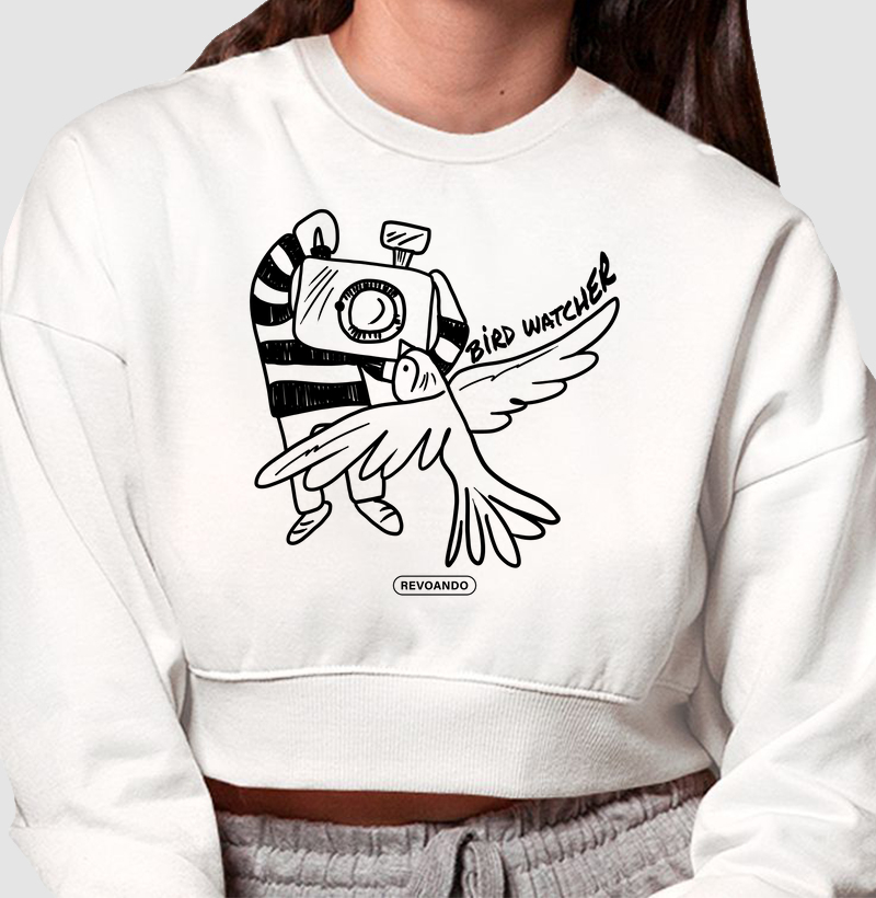 Aves em Texto - Bird Photo - Moletom Cropped