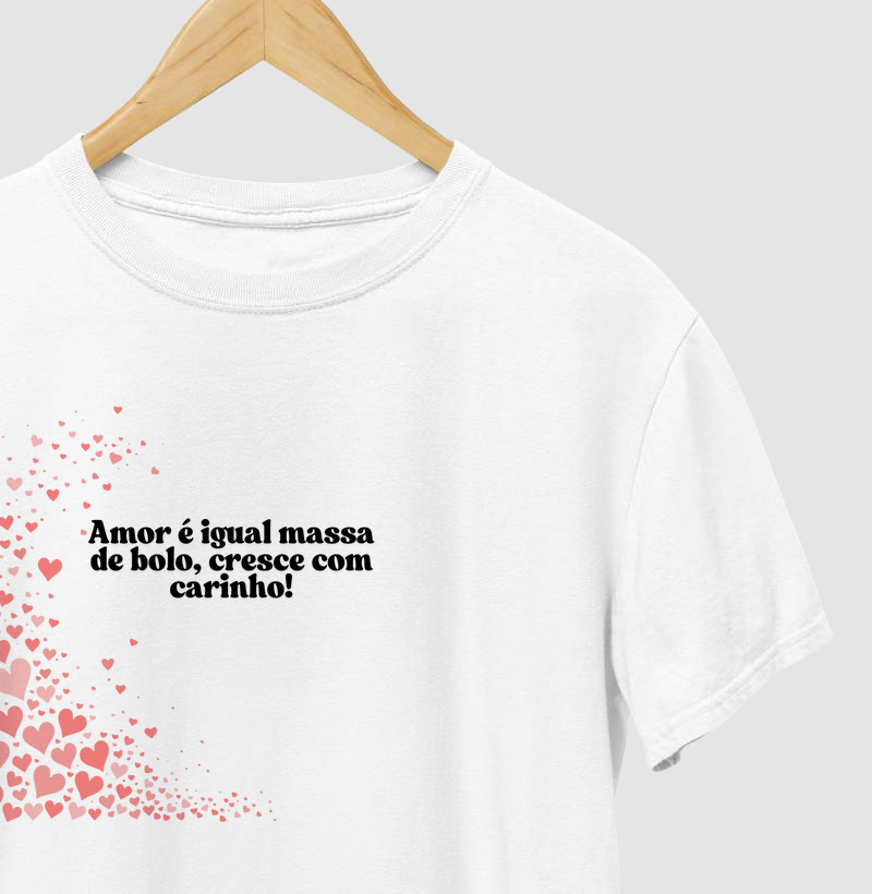 T-shirt amor igual massa de bolo