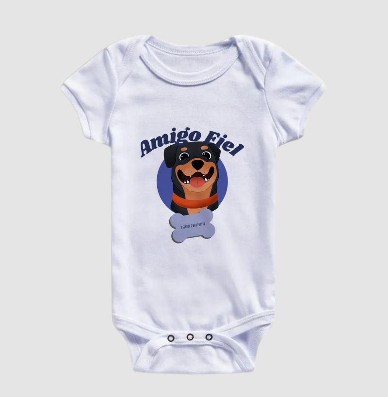 Body Infantil Religiosa Infantil Amigo Fiel Estampa de Cachorrinho