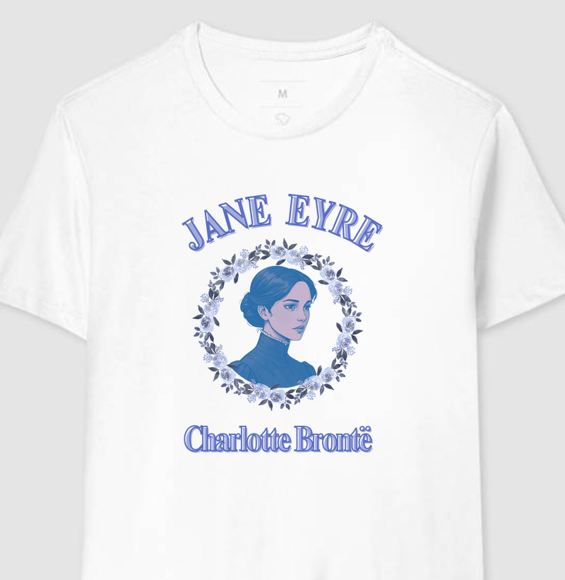 Jane Eyre – Estampa Literária Clássica em Azul Vintage